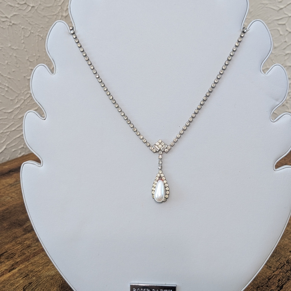 Elegant Silver Pearl Drop Necklace